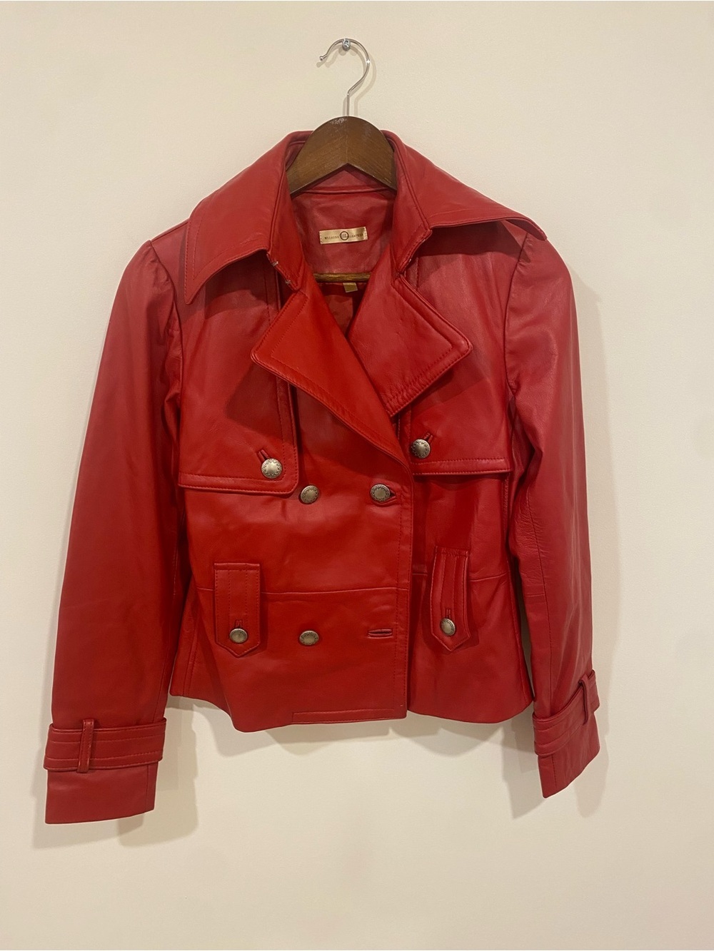 Wilsons Leather Red Genuine Leather Cropped Moto Jacket - Picture 2 of 4